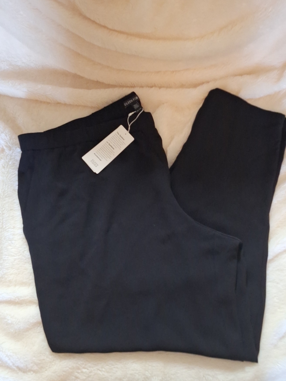 Eileen Fisher Black 100% Silk Slouchy Ankle  Women's Dress Pants
